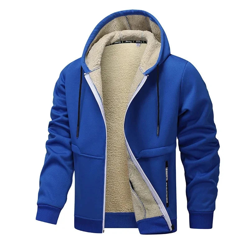 Hoodies mænd med lynlås og hætte, foret hoodie med lange ærmer