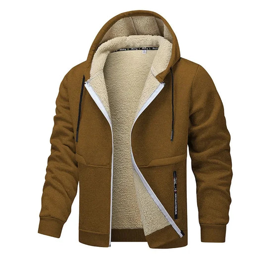Hoodies mænd med lynlås og hætte, foret hoodie med lange ærmer