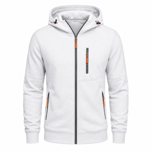 Hoodies mænd med lynlås og justerbar hætte med snøre