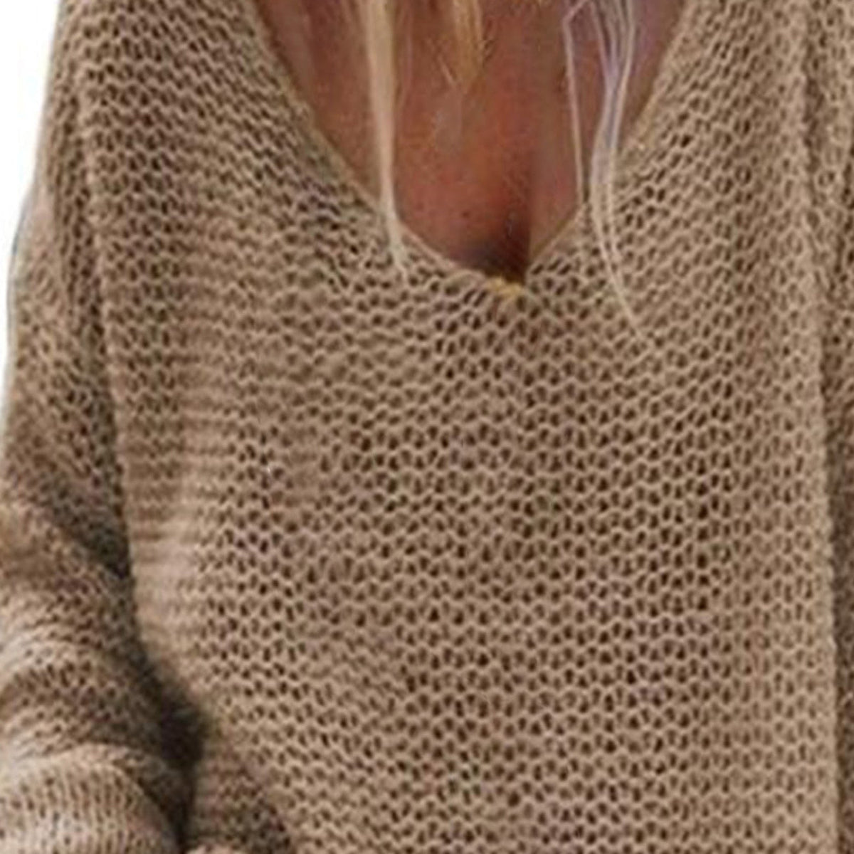V-hals sweater i løs pasform til damer med lange ærmer