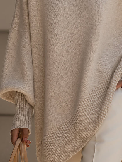 Oversized sweater med rund hals og ribkanter til damer