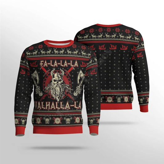 Julesweater med vikingemotiv og rensdyrmønster til mænd