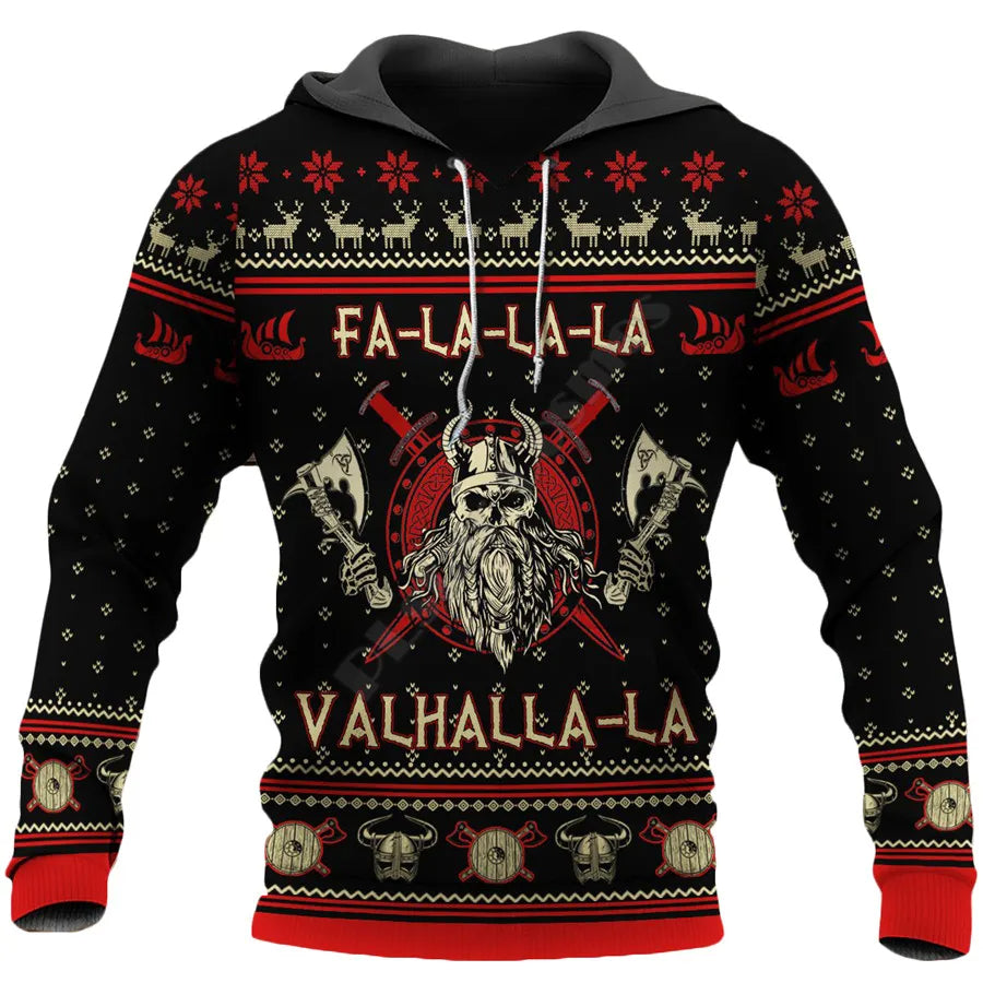 Julesweater med vikingemotiv og rensdyrmønster til mænd