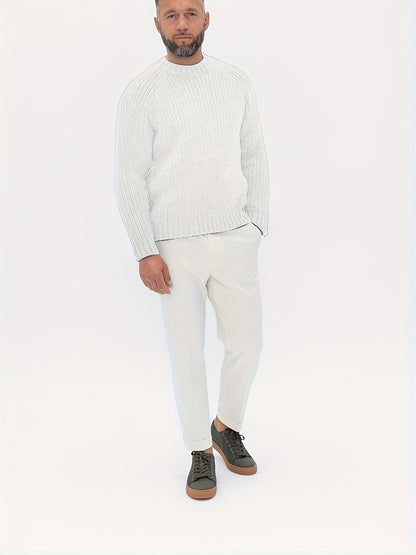 Sweater med rund hals, raglanærmer og ribstrik til mænd