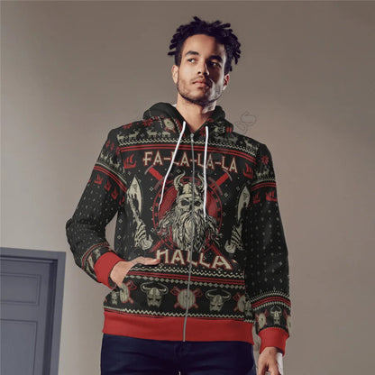 Julesweater med vikingemotiv og rensdyrmønster til mænd