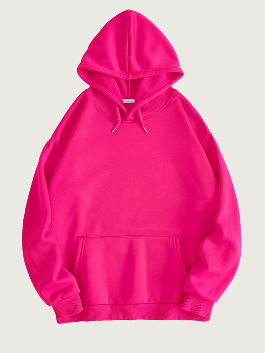 Hoodie til damer med hætte, kængurulomme og lange ærmer