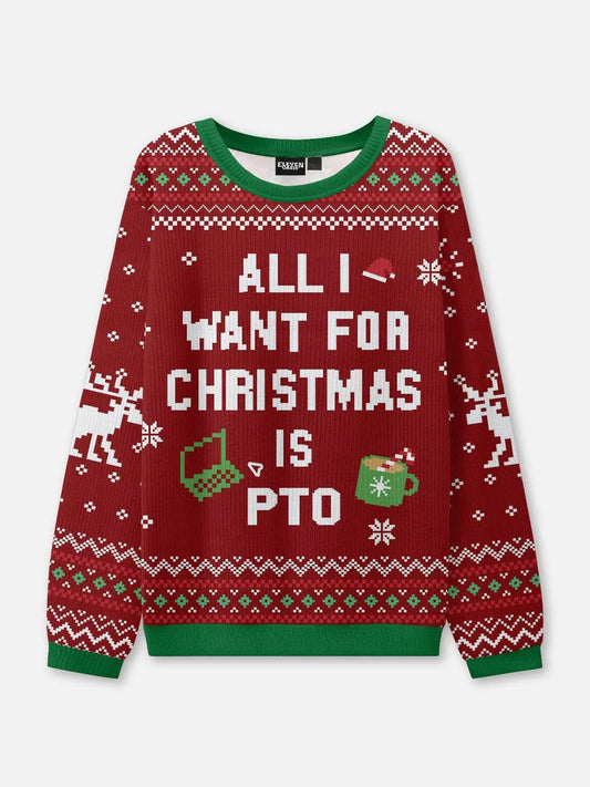 Julesweater med rund hals og printet slogan til damer og herrer