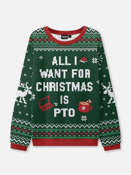 Julesweater med rund hals og printet slogan til damer og herrer
