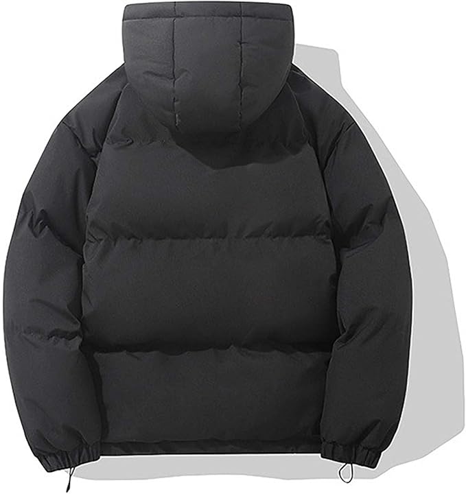 Puffer jakke til damer med hætte, lynlås og høj krave