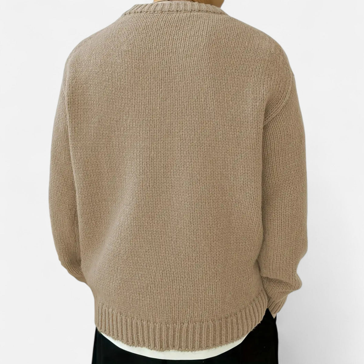 Sweater med rund hals og ribkanter i løs pasform til mænd
