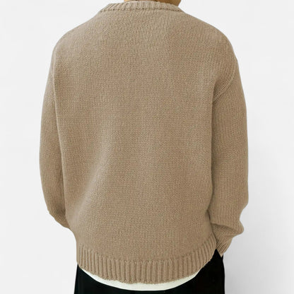 Sweater med rund hals og ribkanter i løs pasform til mænd