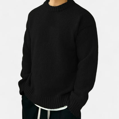 Sweater med rund hals og ribkanter i løs pasform til mænd