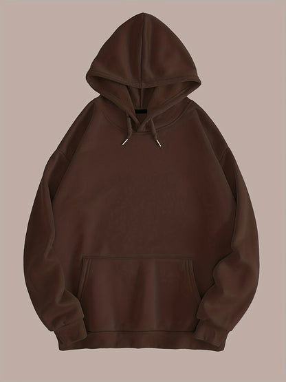 Hoodie til damer med hætte, kængurulomme og lange ærmer