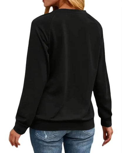 Julesweater dame med rensdyrprint, rund hals og raglanærmer