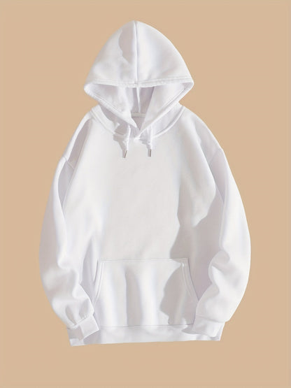 Hoodie til damer med hætte, kængurulomme og lange ærmer