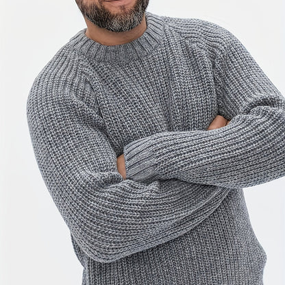 Sweater med rund hals, raglanærmer og ribstrik til mænd