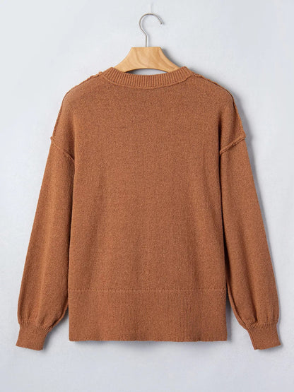 Julesweater dame med pepperkagemand og rund hals, oversized pasform