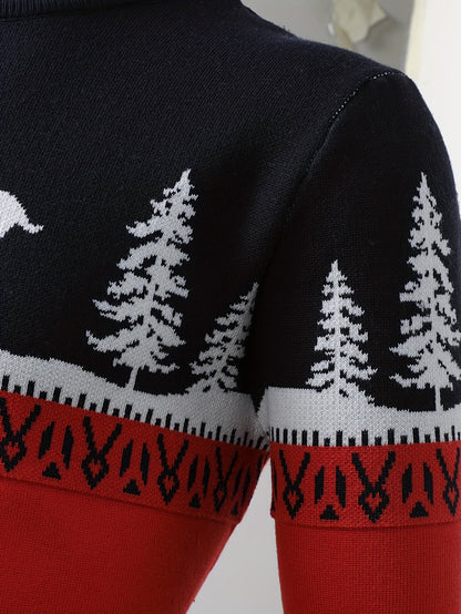 Julesweater med rensdyrmotiv, rund hals og lange ærmer til mænd