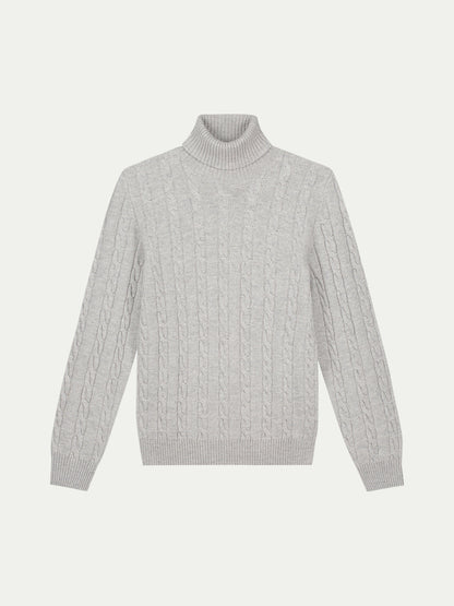 Sweater med rullekrave og kabelstrik til mænd med lange ærmer