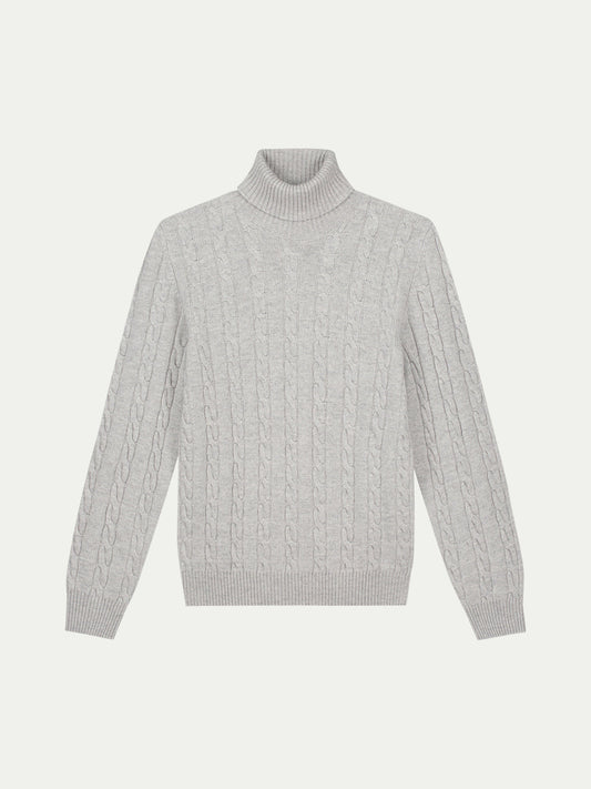 Sweater med rullekrave og kabelstrik til mænd med lange ærmer