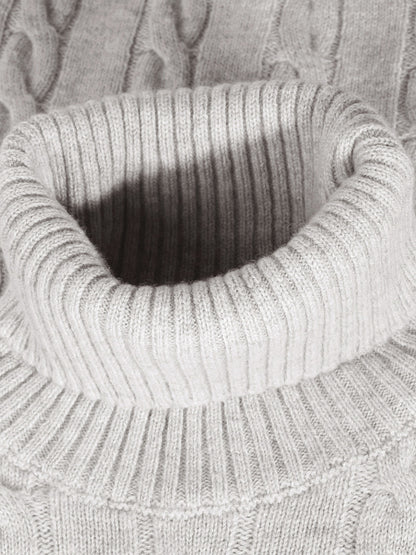 Sweater med rullekrave og kabelstrik til mænd med lange ærmer