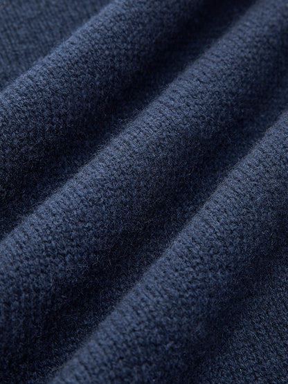 Sweater med polokrave og denimdetaljer til damer i relaxed fit