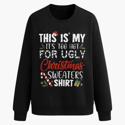 Julesweater til mænd med rund hals, ribkant og afslappet pasform samt julemotiv med tekst