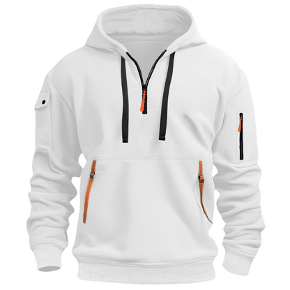 Hoodies mænd med halv lynlås, kængurulomme og lynlåslommer