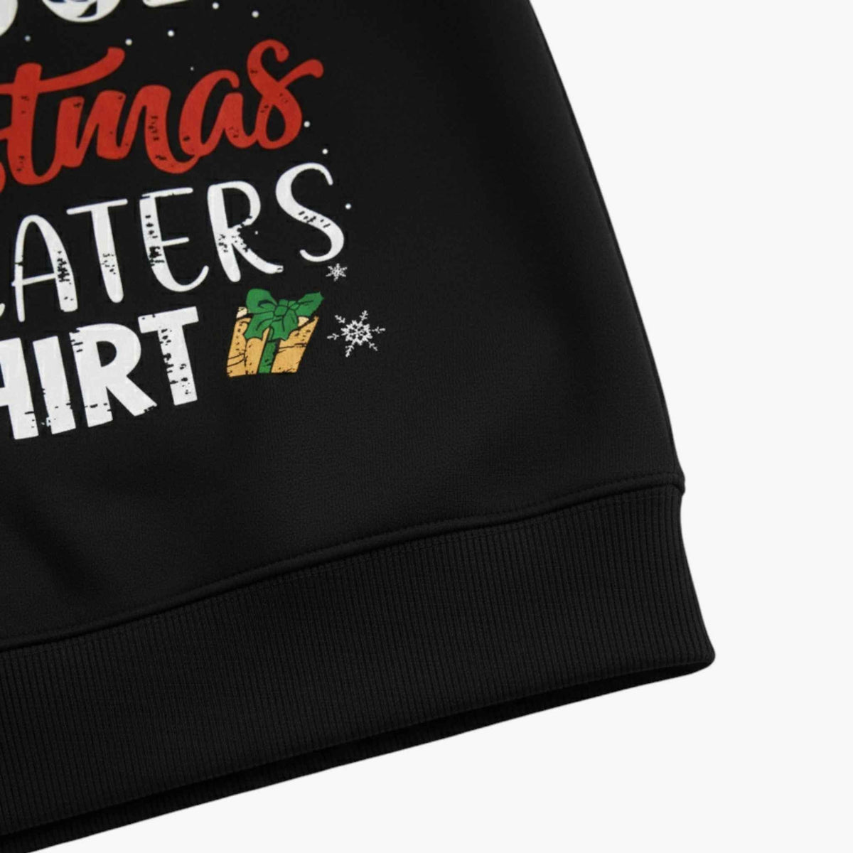 Julesweater til mænd med rund hals, ribkant og afslappet pasform samt julemotiv med tekst