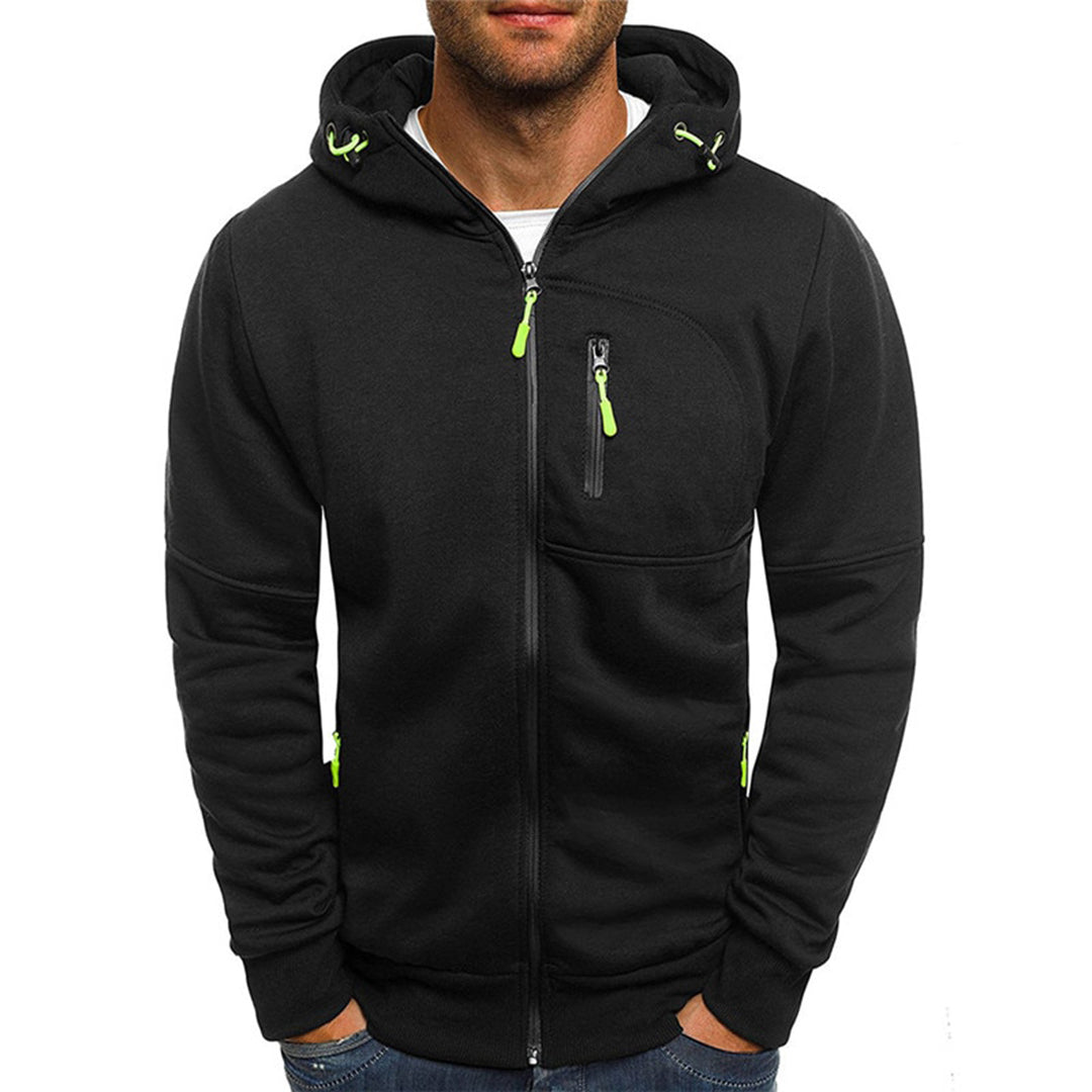 Hoodies mænd med lynlås og hætte samt lynlåslomme på brystet