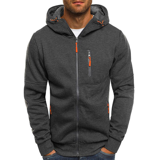 Hoodies mænd med lynlås og hætte samt lynlåslomme på brystet