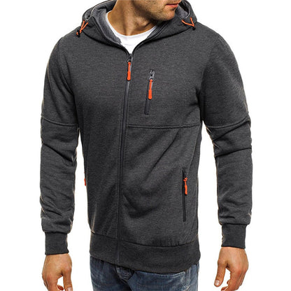 Hoodies mænd med lynlås og hætte samt lynlåslomme på brystet