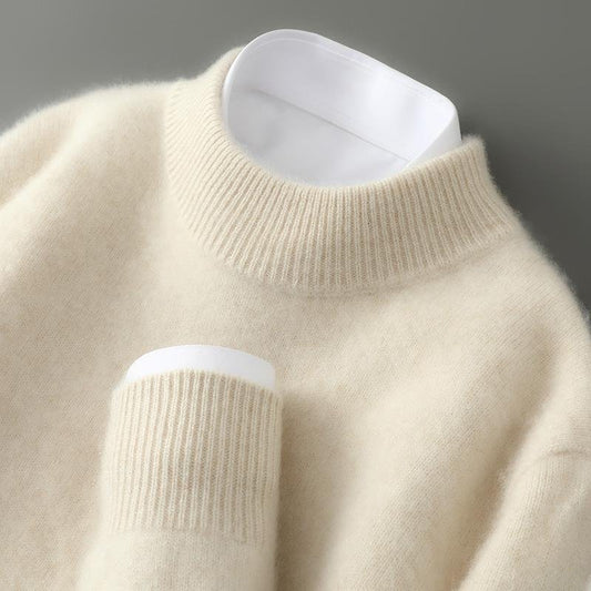 Sweater til mænd med rund hals, lange ærmer og regulær pasform uden logo