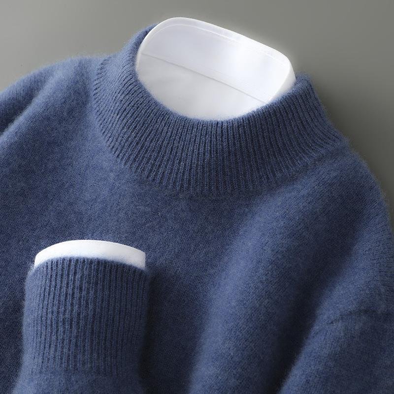 Sweater til mænd med rund hals, lange ærmer og regulær pasform uden logo