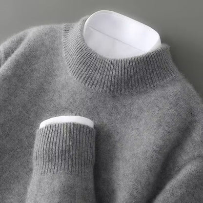 Sweater til mænd med rund hals, lange ærmer og regulær pasform uden logo