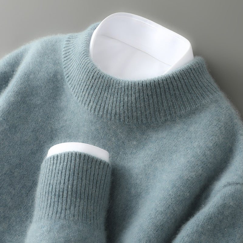 Sweater til mænd med rund hals, lange ærmer og regulær pasform uden logo