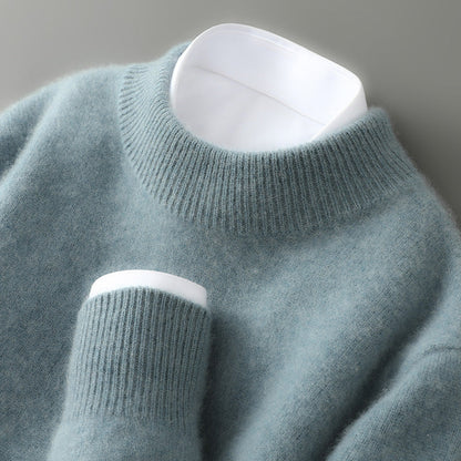Sweater til mænd med rund hals, lange ærmer og regulær pasform uden logo