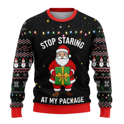 Julesweater til mænd med julemotiv, ribbede kanter og almindelig pasform
