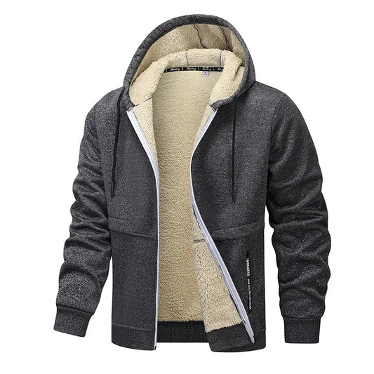 Hoodies mænd med lynlås og hætte, foret hoodie med lange ærmer