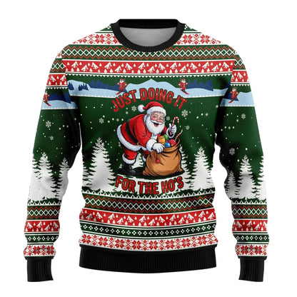 Julesweater til mænd med julemotiv, ribbede kanter og almindelig pasform
