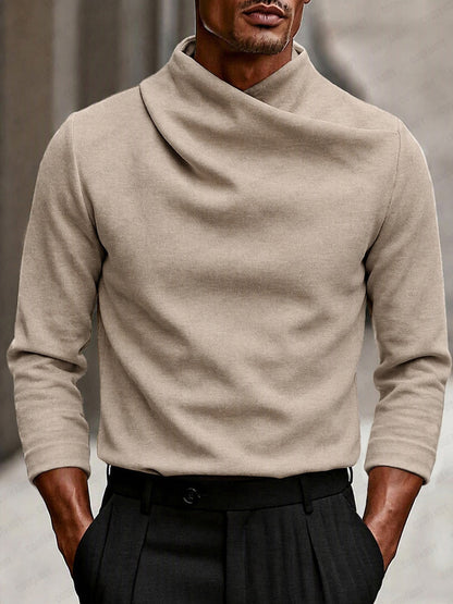 Sweater med draperet høj hals og lange ærmer til mænd