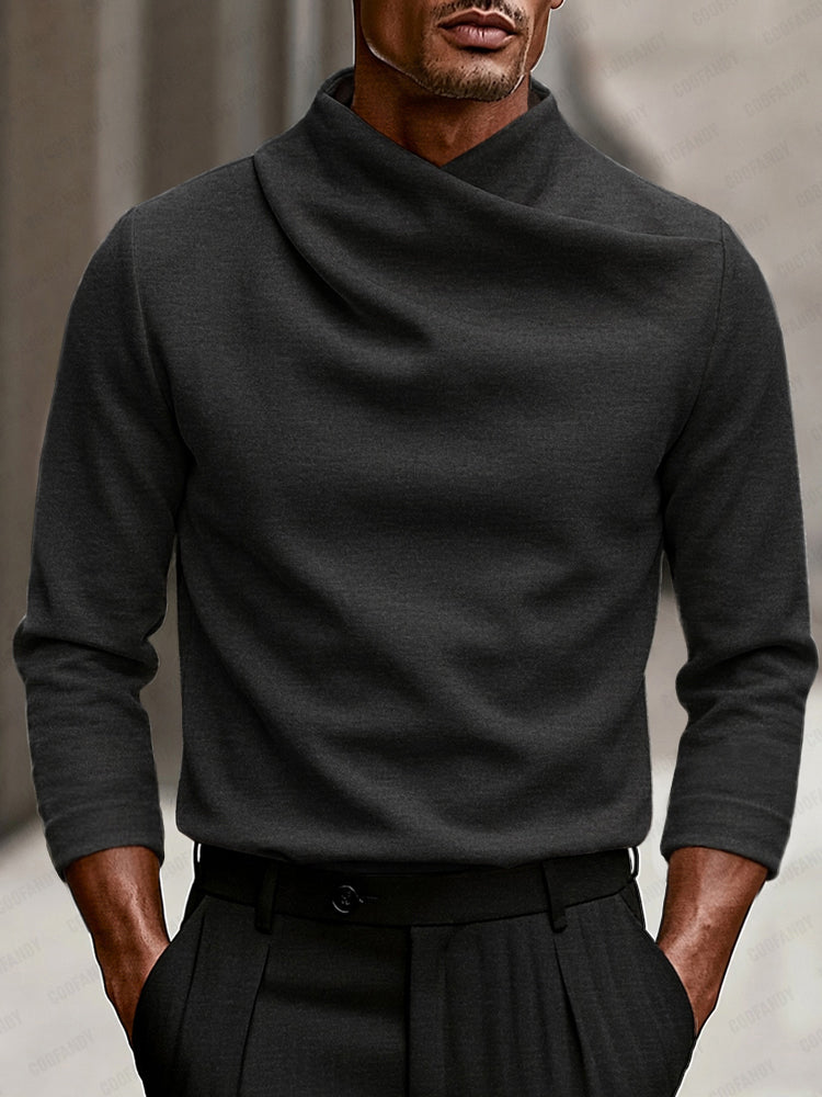 Sweater med draperet høj hals og lange ærmer til mænd