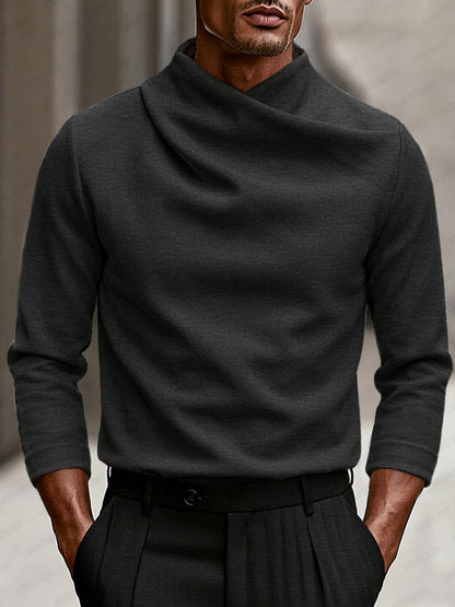 Sweater med draperet høj hals og lange ærmer til mænd