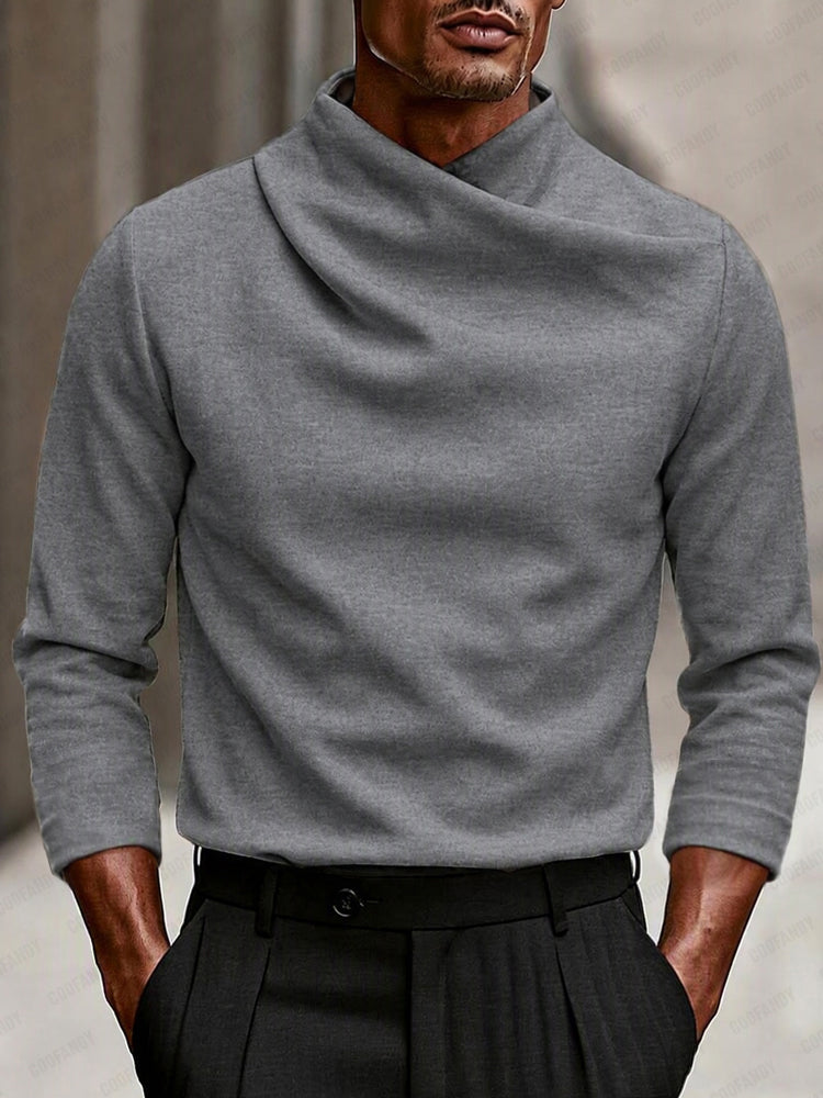 Sweater med draperet høj hals og lange ærmer til mænd