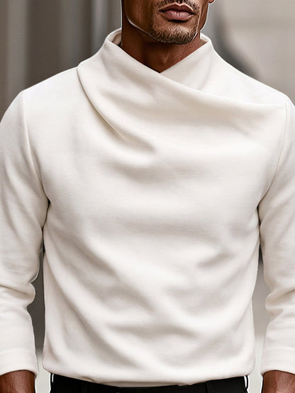 Sweater med draperet høj hals og lange ærmer til mænd
