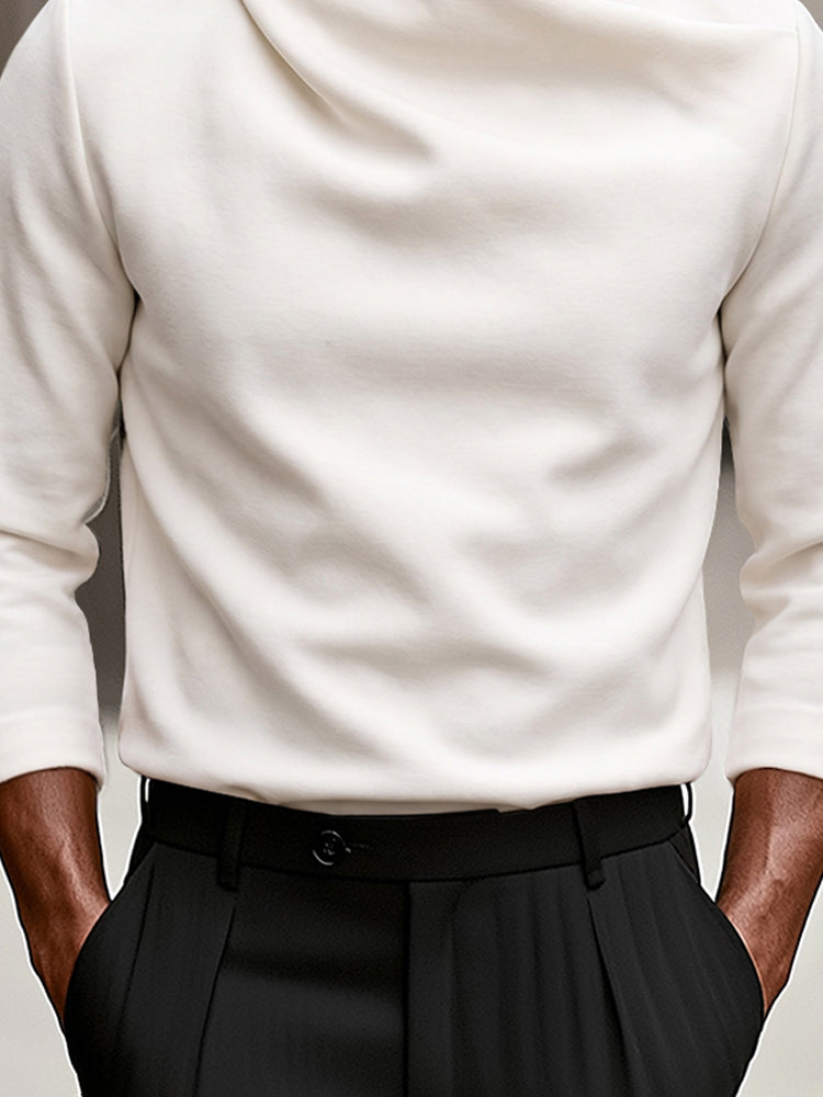 Sweater med draperet høj hals og lange ærmer til mænd