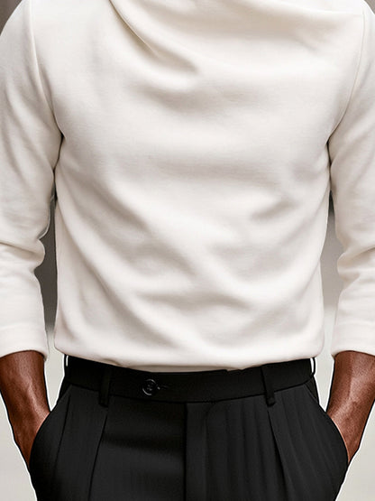 Sweater med draperet høj hals og lange ærmer til mænd