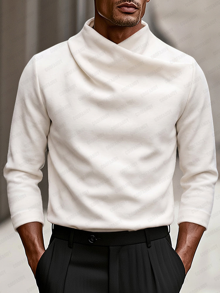 Sweater med draperet høj hals og lange ærmer til mænd
