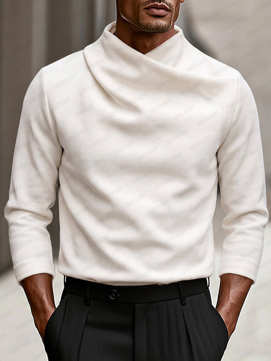 Sweater med draperet høj hals og lange ærmer til mænd