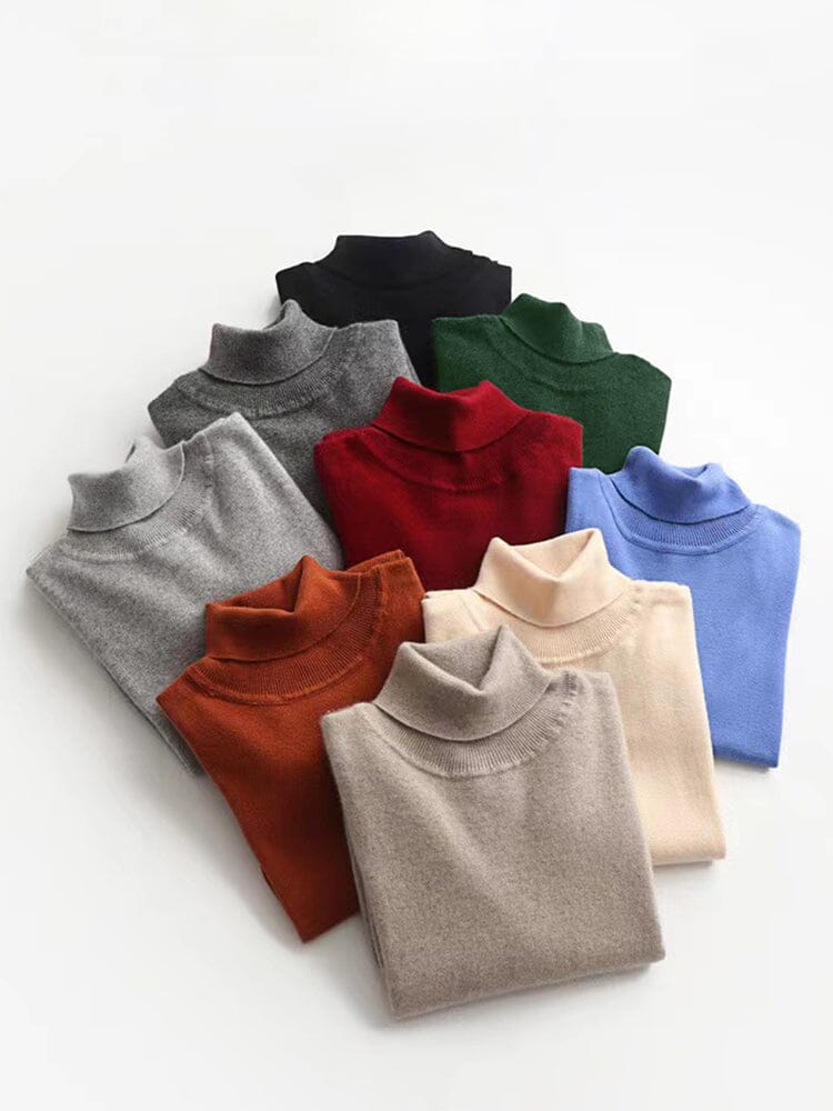 Strikket sweater med høj rullekrave, ribkanter og regulær pasform til mænd
